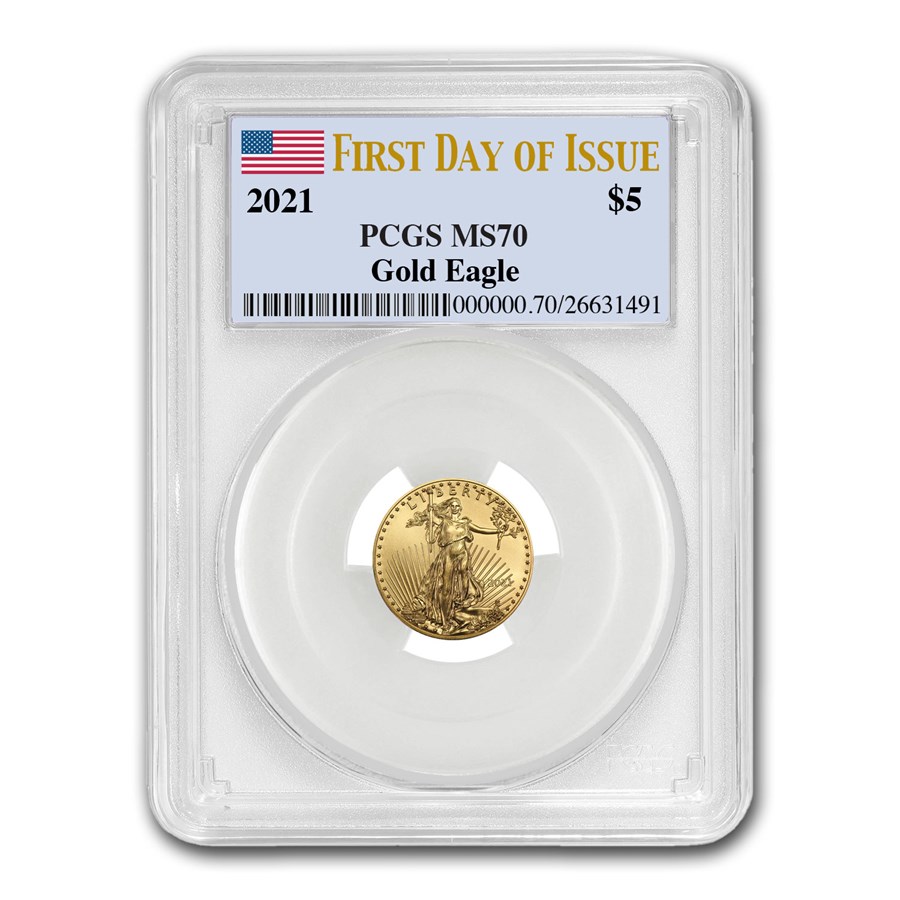 2021 1/10 oz American Gold Eagle (Type 1) MS-70 PCGS (FDI)