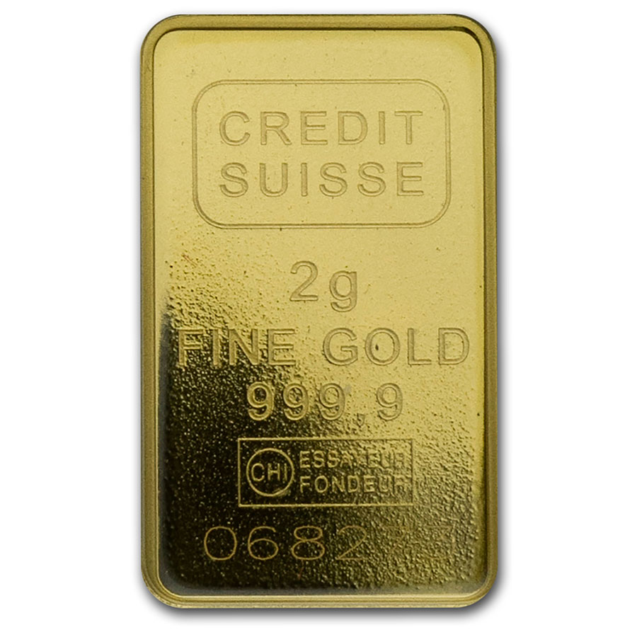 2 gram Gold Bar - Credit Suisse Statue of Liberty (New Assay)