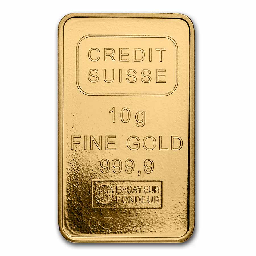 10 gram Gold Bar - Credit Suisse Statue of Liberty (New Assay)
