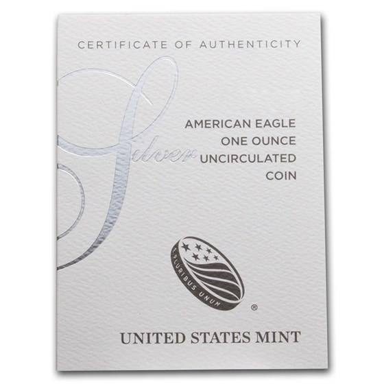 Burnished American Silver Eagle (Random Year, w/Box &amp; COA)