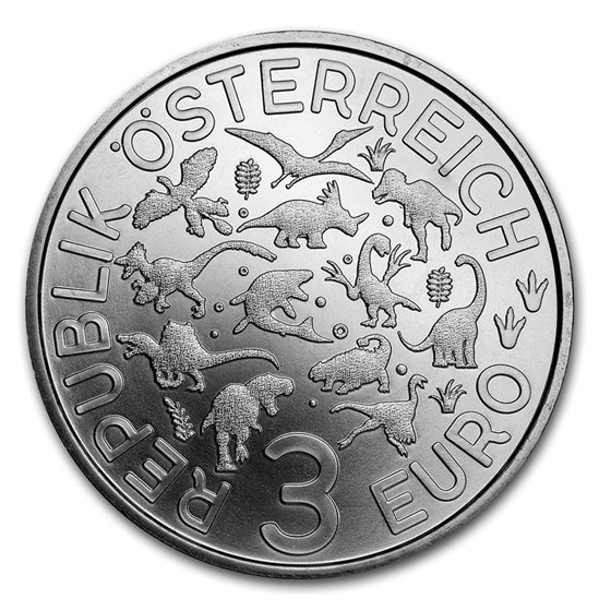 2021 Austria Cupro-Nickel €3 Color Supersaurs (Therizinosaurus)