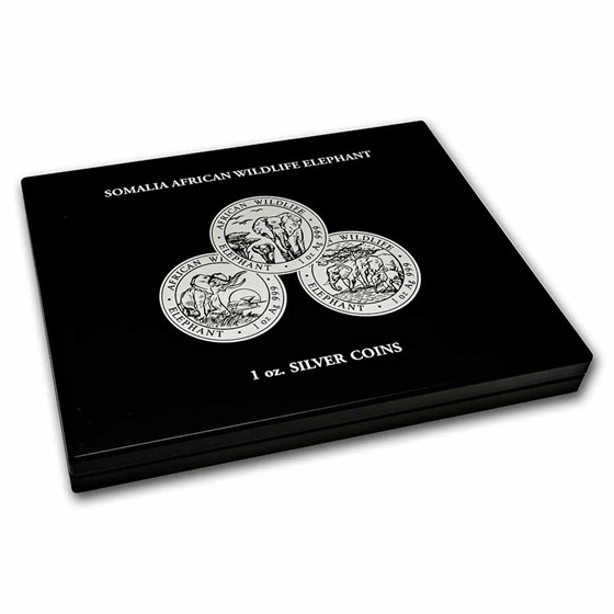 1 oz Somalia Silver Elephant 20-Piece Black Presentation Box