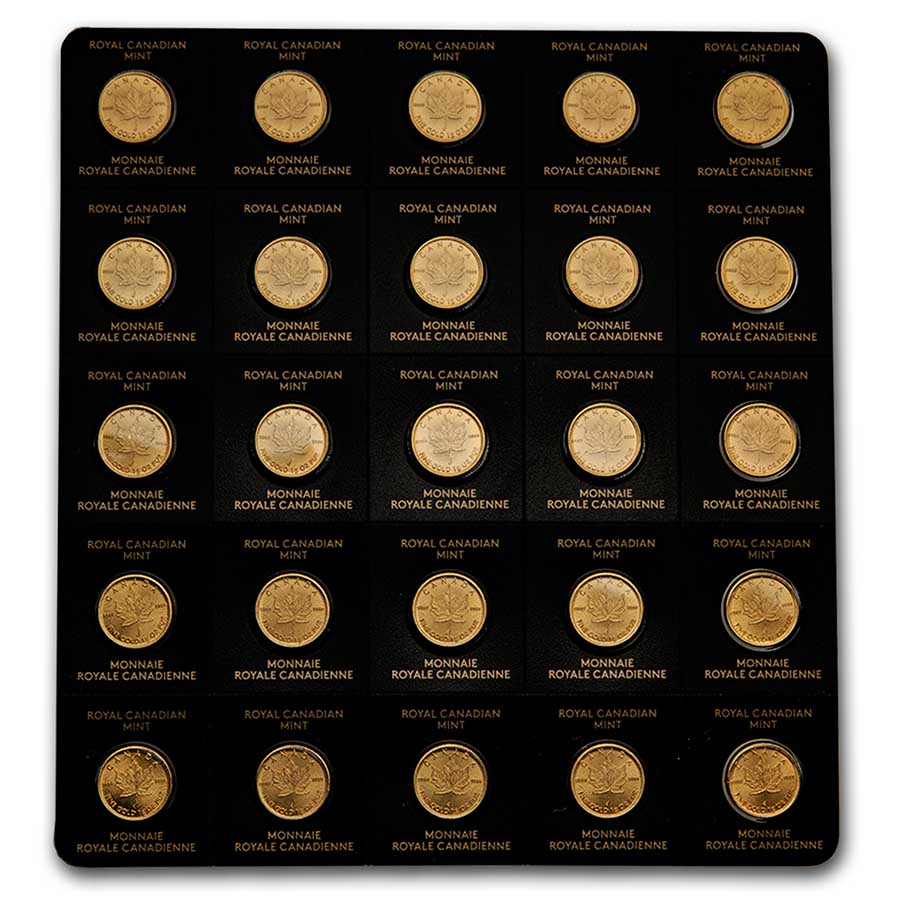 2021 25x 1 gram Gold Maple Leafs Maplegram25™ (In Assay Sleeve)