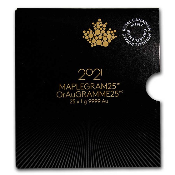 2021 25x 1 gram Gold Maple Leafs Maplegram25™ (In Assay Sleeve)