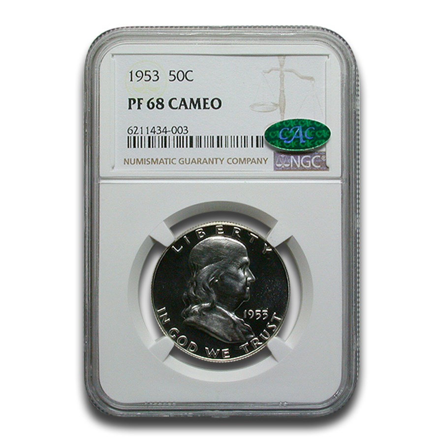 1953 Franklin Half Dollar PF-68 Cameo NGC CAC