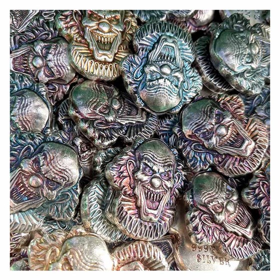 2 oz Hand Poured Silver - Evil Clown (w/Custom Pouch)