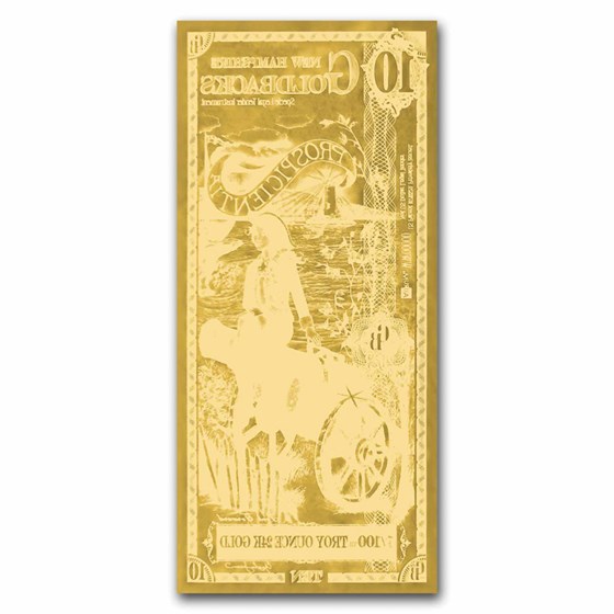 10 New Hampshire Goldback - Aurum Gold Foil Note (24k)