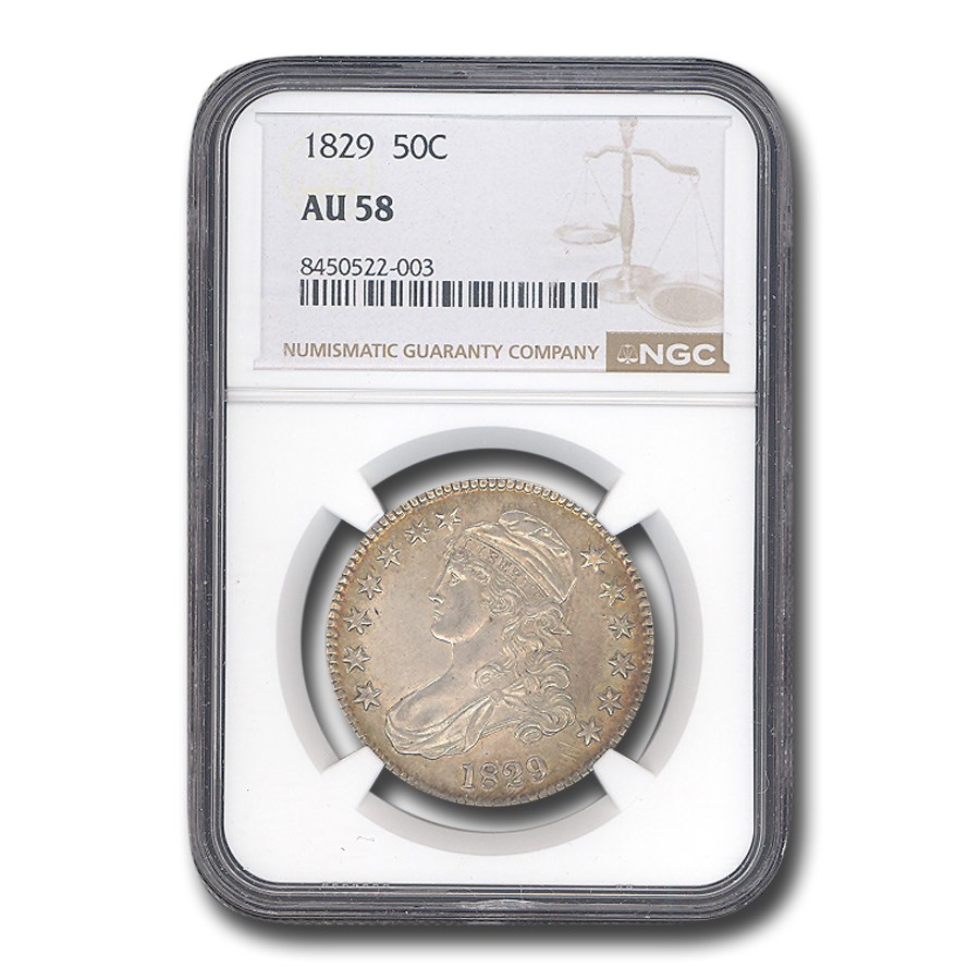 1829 Capped Bust Half Dollar AU-58 NGC