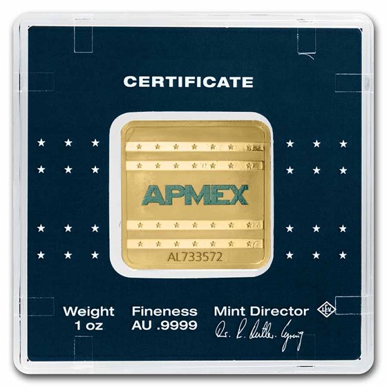 1 oz Gold Square Bar - APMEX (Encapsulated w/Assay)