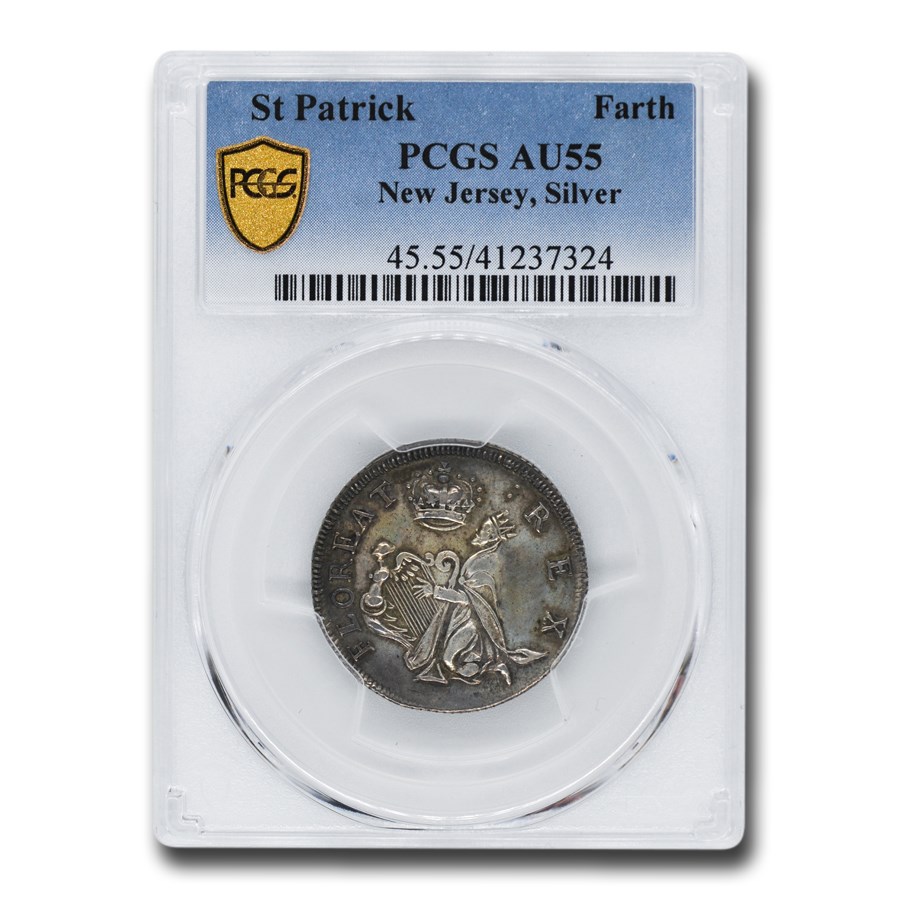 (1670-1675) St. Patrick New Jersey Silver 1 Farthing AU-55 PCGS
