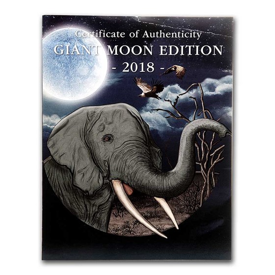 OGP Box &amp; COA - 2018 Somalia 1 Kilo Elephant (Giant Moon) (Empty)