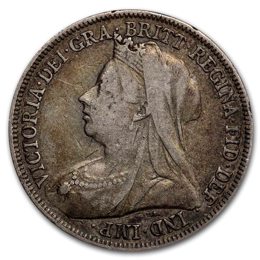 1893-1901 Great Britain Silver Shilling Victoria Avg Circ