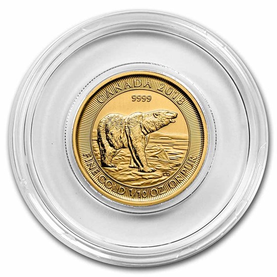 2018 Canada 1/10 oz Gold $5 Polar Bear BU