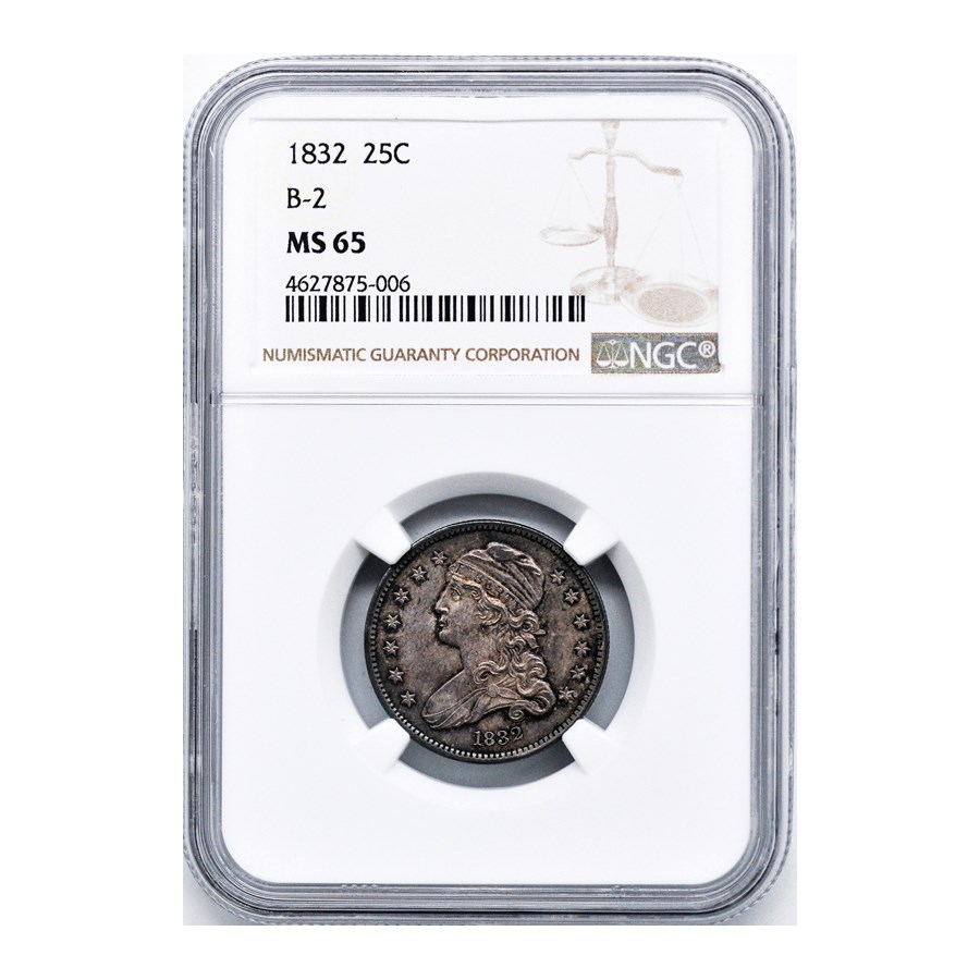 1832 Capped Bust Quarter MS-65 NGC (B-2)