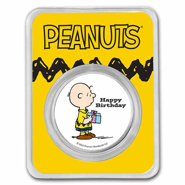 Peanuts® Charlie Brown Happy Birthday 1 oz Colorized Silver