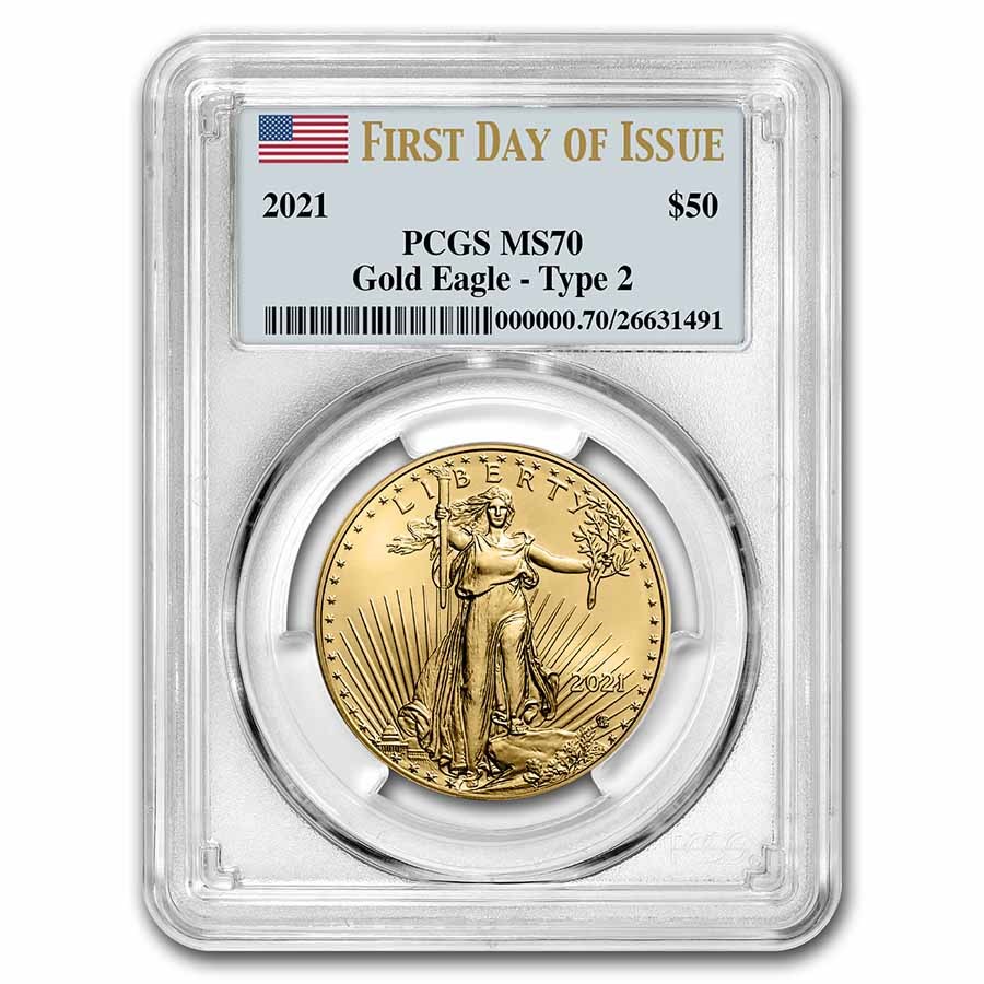 2021 1 oz American Gold Eagle (Type 2) MS-70 PCGS (FDI)