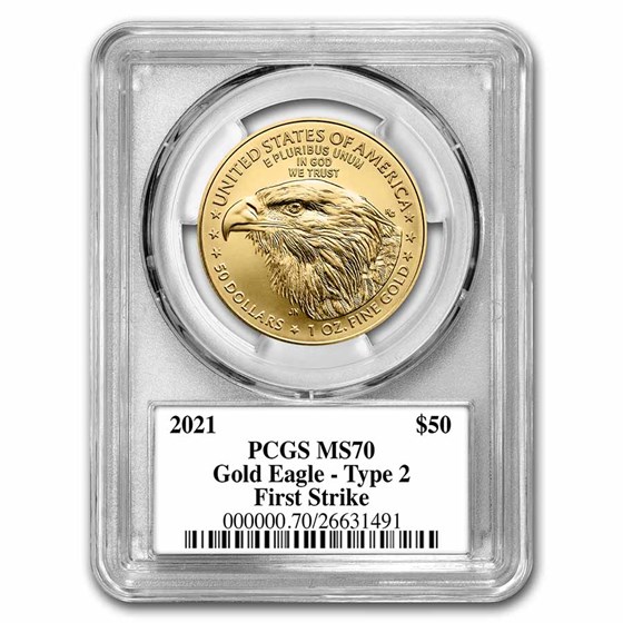 2021 1 oz American Gold Eagle (Type 2) MS-70 PCGS (FS, Black)