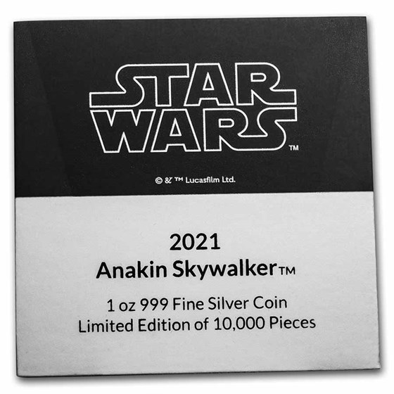 2021 Niue 1 oz Silver Star Wars Anakin Skywalker (Box &amp; COA)