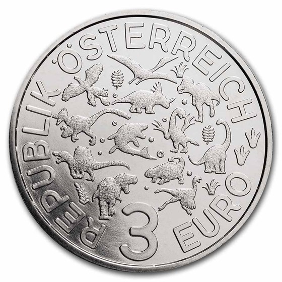 2021 Austria Cupro-Nickel €3 Color Supersaurs (Deinonychus)