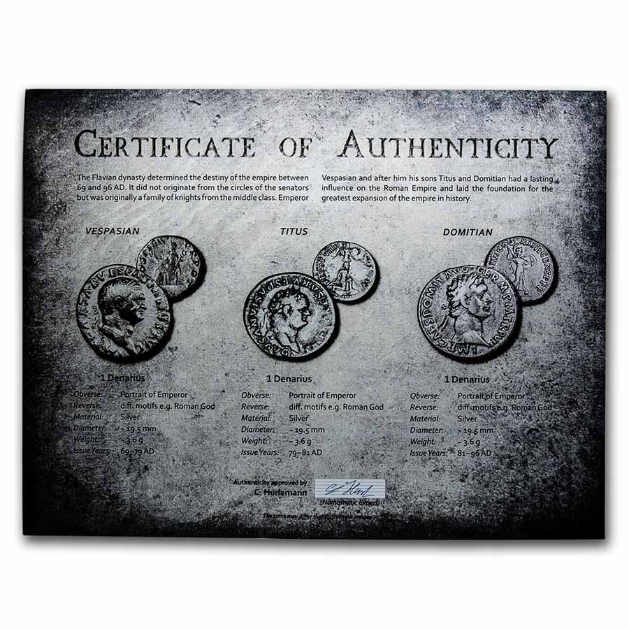 Coinage of the Flavian Dynasty: Silver 3-Coin Presentation Set