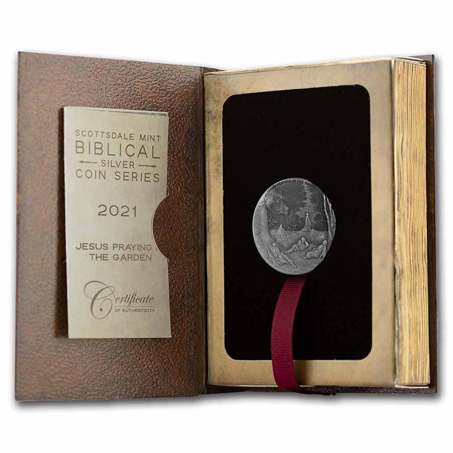 2021 2 oz Ag Coin - Biblical Series (Jesus Praying in the Garden)