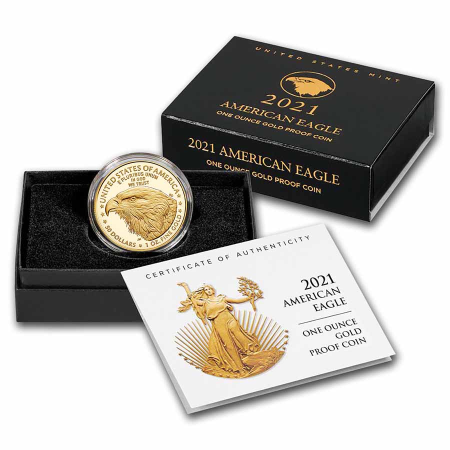 2021-W 1 oz Proof American Gold Eagle (Type 2) (w/Box & COA)