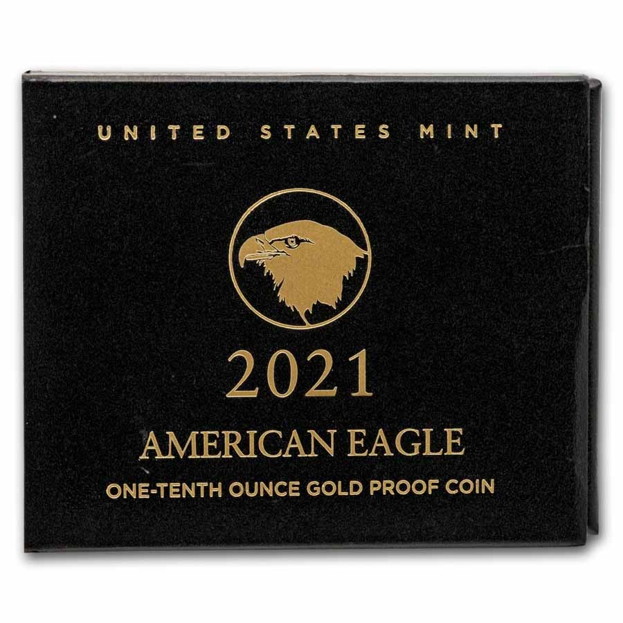 2021-W 1/10 oz Proof American Gold Eagle (Type 2) (w/Box & COA)
