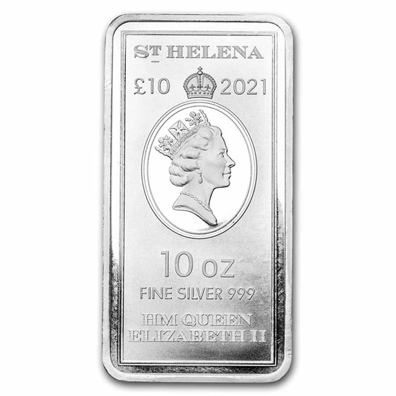 2021 St. Helena 10 oz Silver East India Co Ship Rectangular Coin