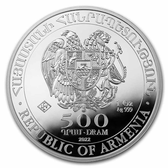 2022 Armenia 1 oz Silver 500 Drams Noah’s Ark BU