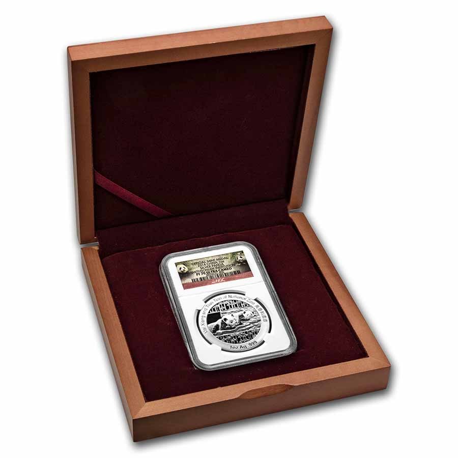 2014 China 1 oz Silver Panda Smithsonian PF-70 NGC (Box & COA)