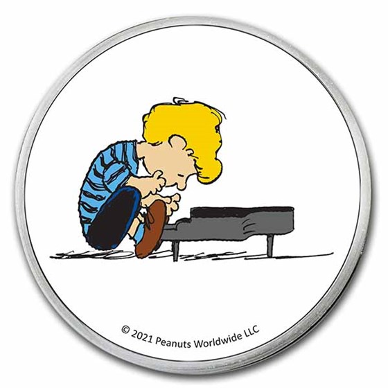 Peanuts® Schroeder 1 oz Colorized Silver Round in TEP