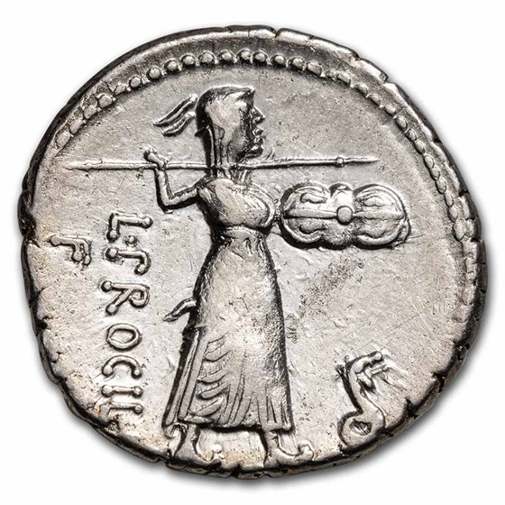 Roman Republic AR Denarius L. Procilius (80 BC) XF (Cr-379/1)