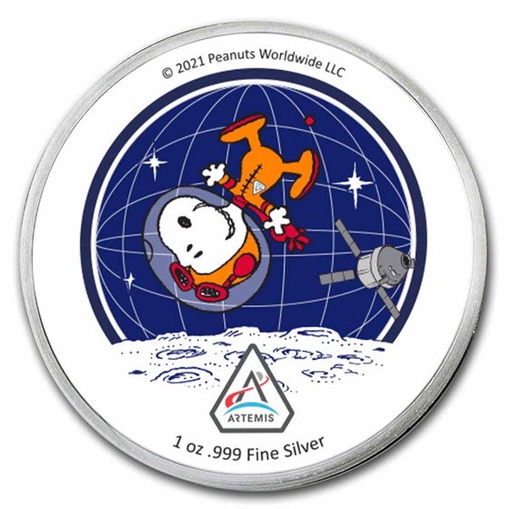 Peanuts® Snoopy in Space - Artemis Missions 1 oz Colorized Silver