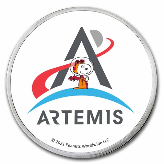 Peanuts® Snoopy in Space - Artemis Missions 1 oz Colorized Silver