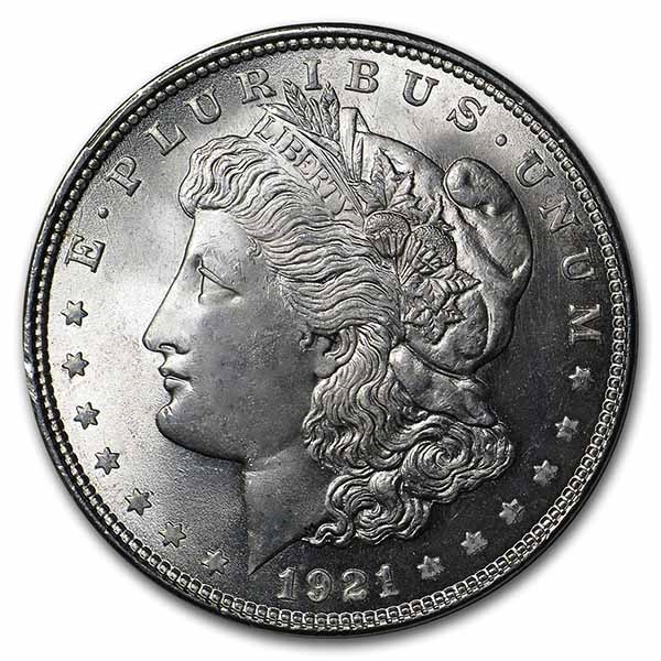 1921 Morgan Dollar BU - w/100th Anniv Art Deco Snowflake Card