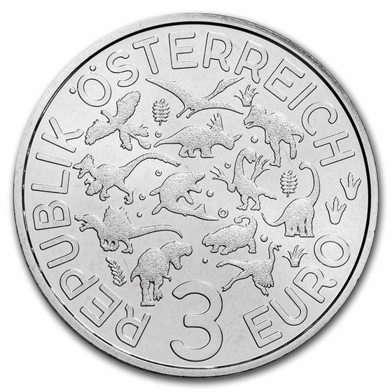 2021 Austria Cupro-Nickel €3 Color Supersaurs (Styracosaurus)