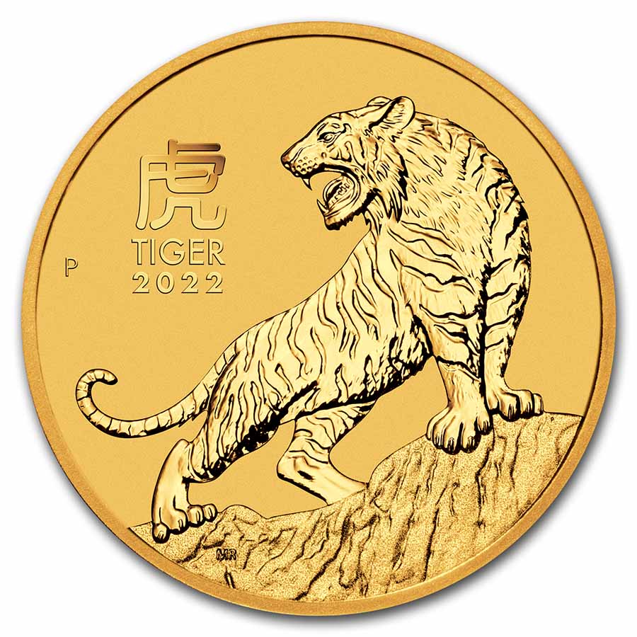 2022 Australia 2 oz Gold Lunar Tiger BU (Series III)