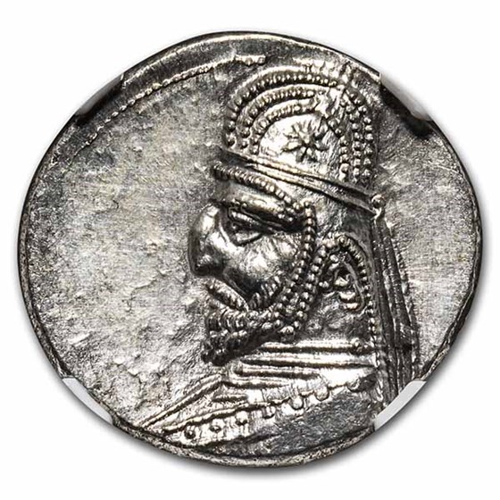 Parthian Empire Silver Drachm Mithradates III (87-80 BC) MS NGC