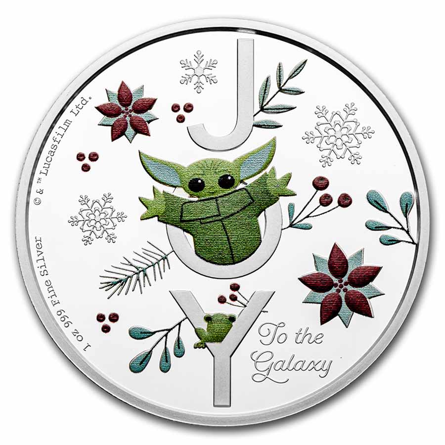 2021 Niue 1 oz Ag $2 Star Wars Season's Greetings Ornament Proof