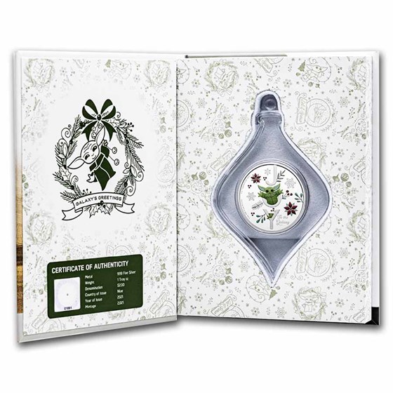 2021 Niue 1 oz Ag $2 Star Wars Season's Greetings Ornament Proof