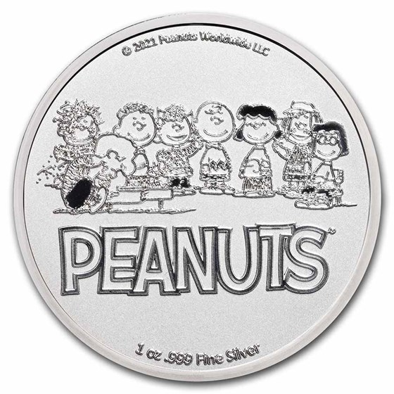 Peanuts® Snoopy &amp; Woodstock Christmas 1 oz Silver Round