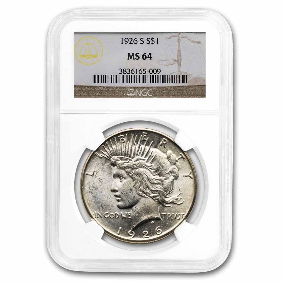 1926-S Peace Dollar MS-64 NGC