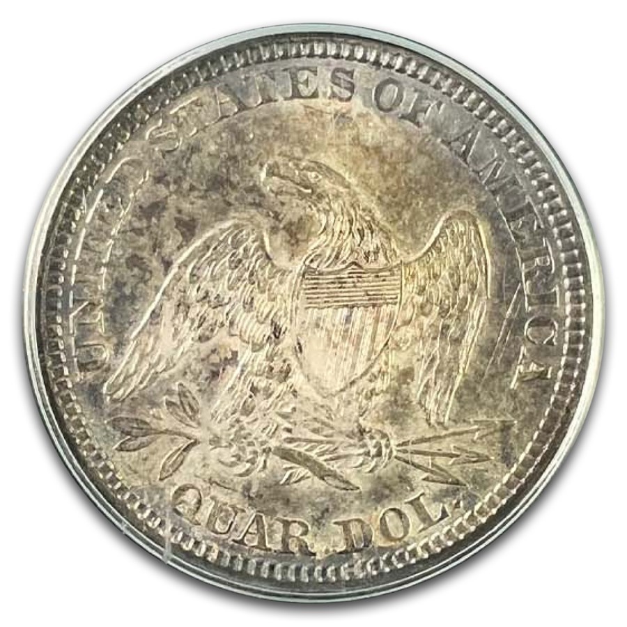 1861 Liberty Seated Quarter MS-62 PCGS