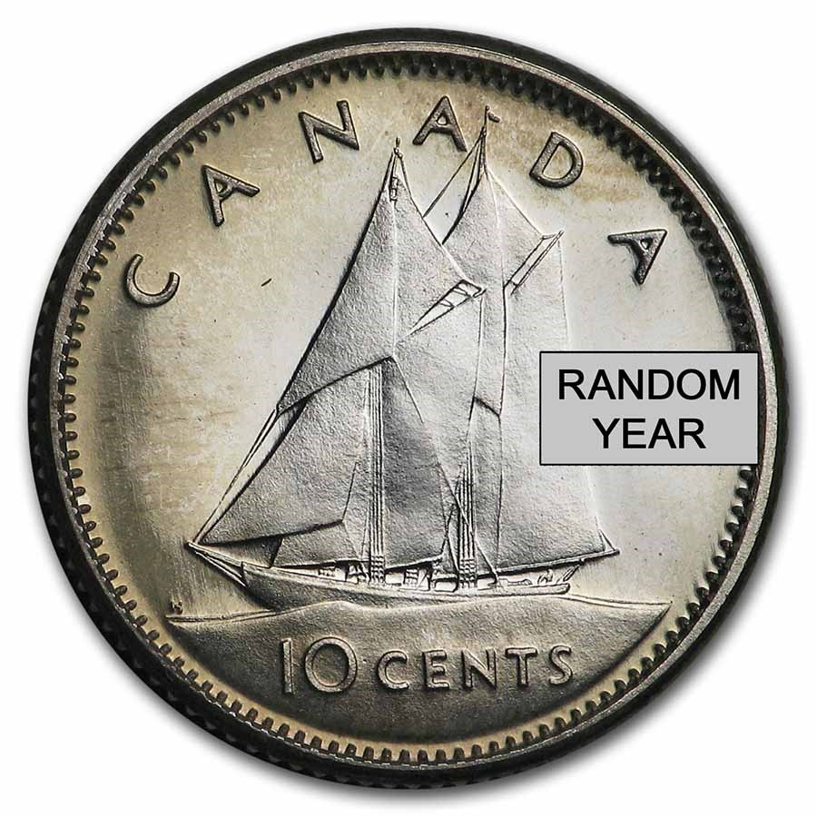 Canada 80% Silver Coins - $5 Face Value Roll - Dimes