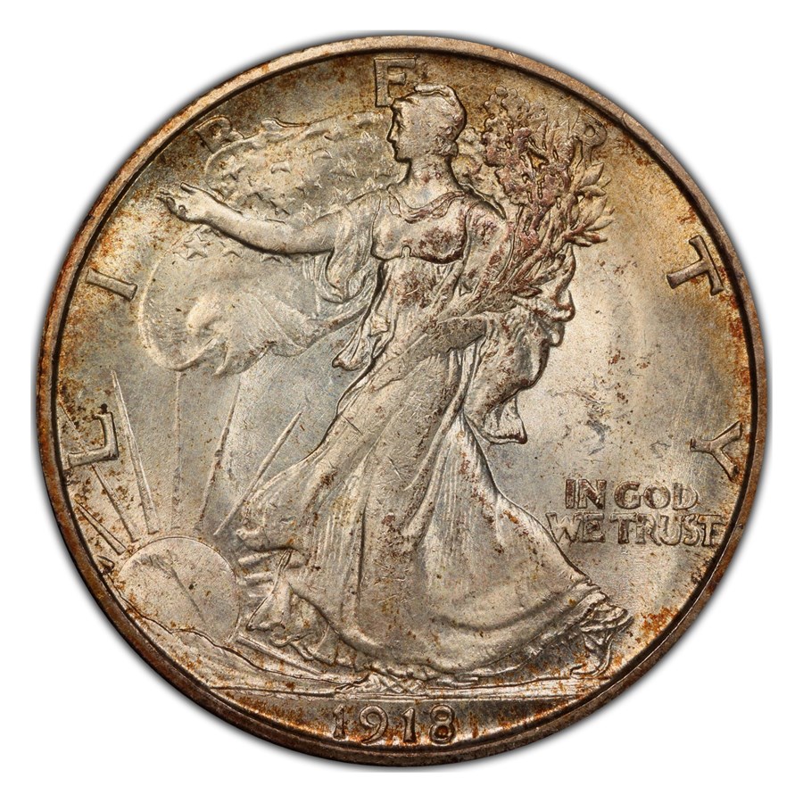 1918-S Walking Liberty Silver Half Dollar MS-65 PCGS