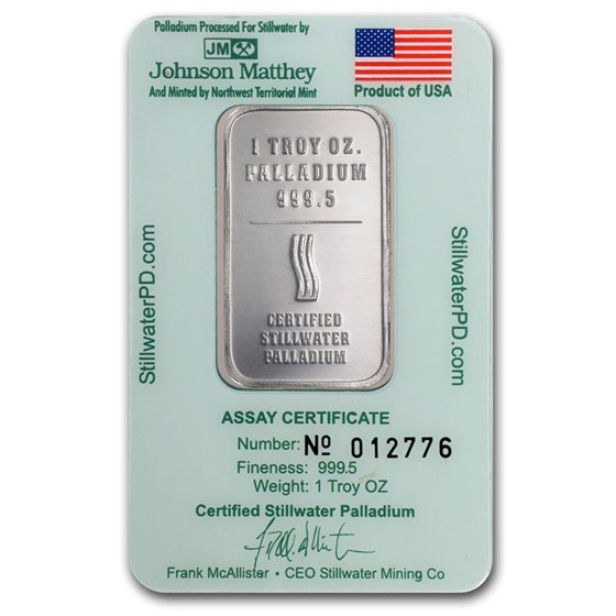 1 oz Palladium Bar - Johnson Matthey Lewis &amp; Clark (In Assay)