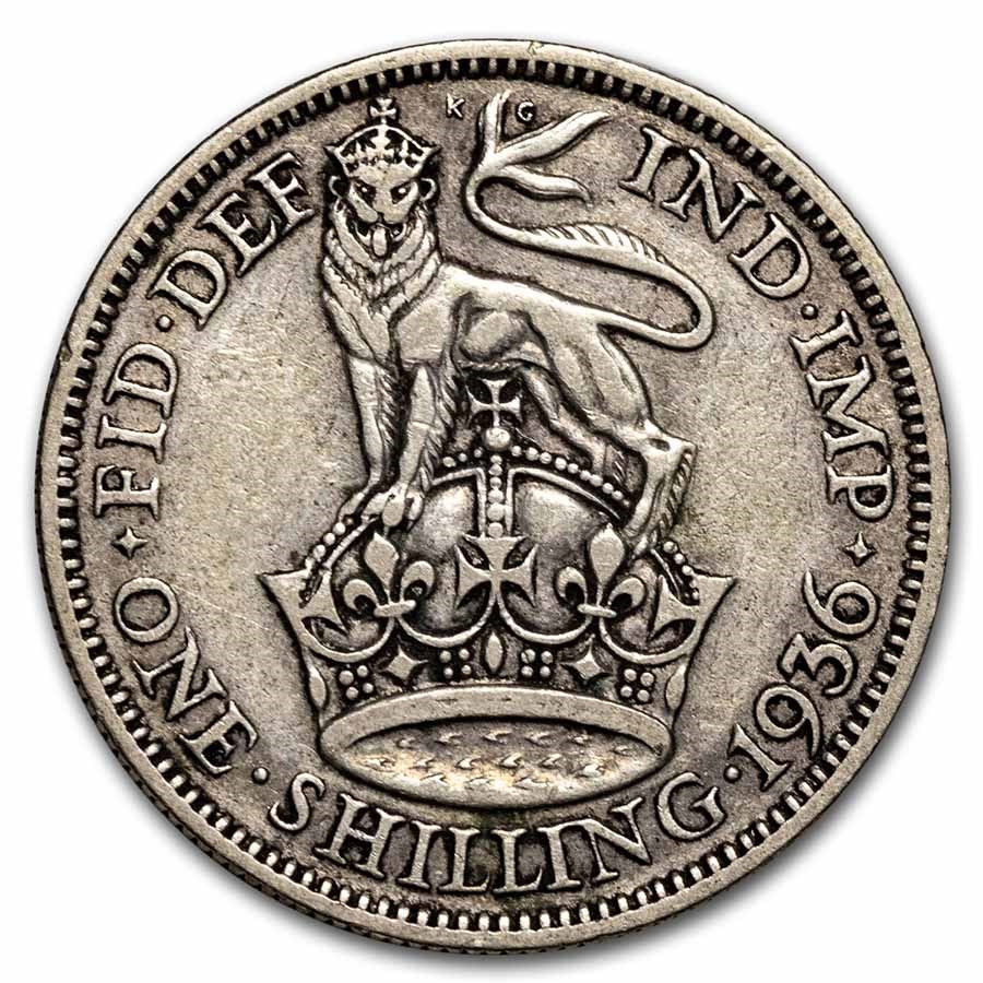 1927-1936 Great Britain Silver Shilling George V Avg Circ