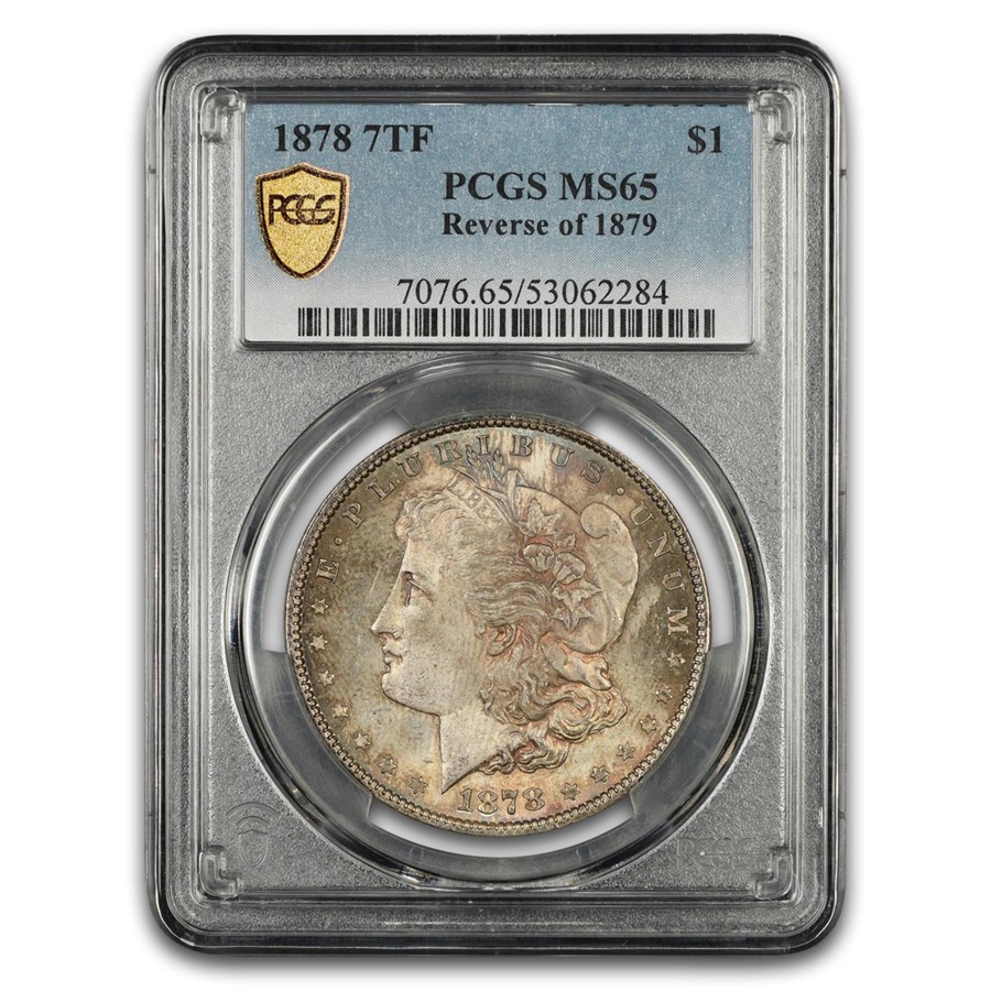 1878 Morgan Dollar 7 TF Rev of 79 MS-65 PCGS
