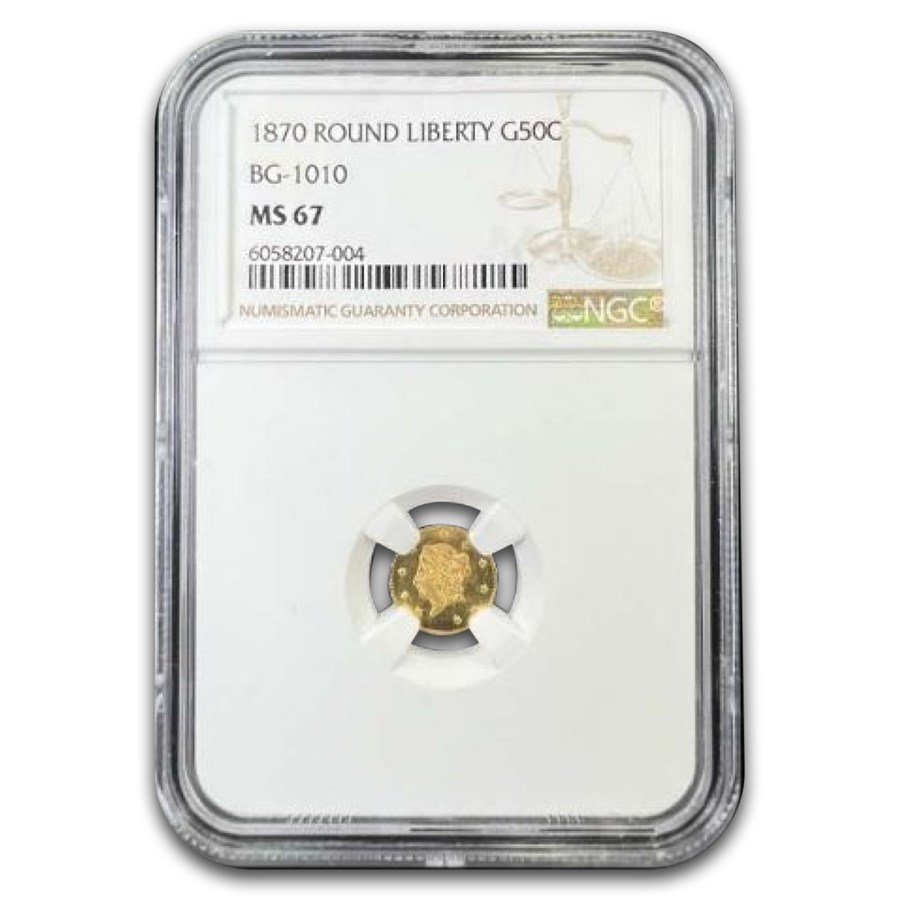 1870 Liberty Round 50 Cent Gold MS-67 NGC (BG-1010)