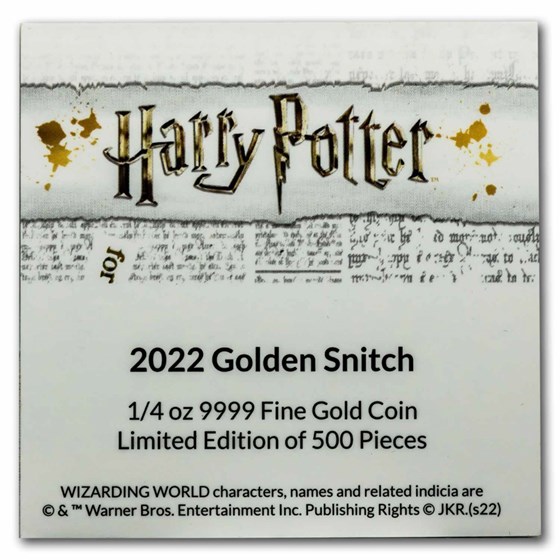 2022 Niue 1/4 oz Proof Gold Harry Potter: The Golden Snitch